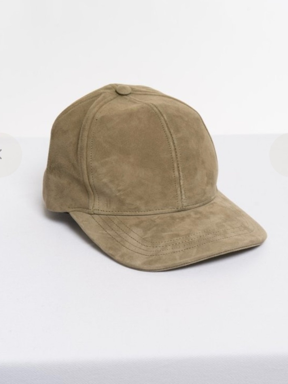 Suede Baseball Cap in Olive Tan